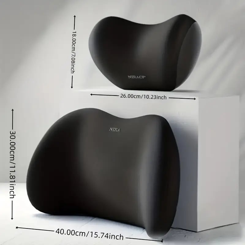 Memory Foam Lower Back & Neck Pillow Set (Black)