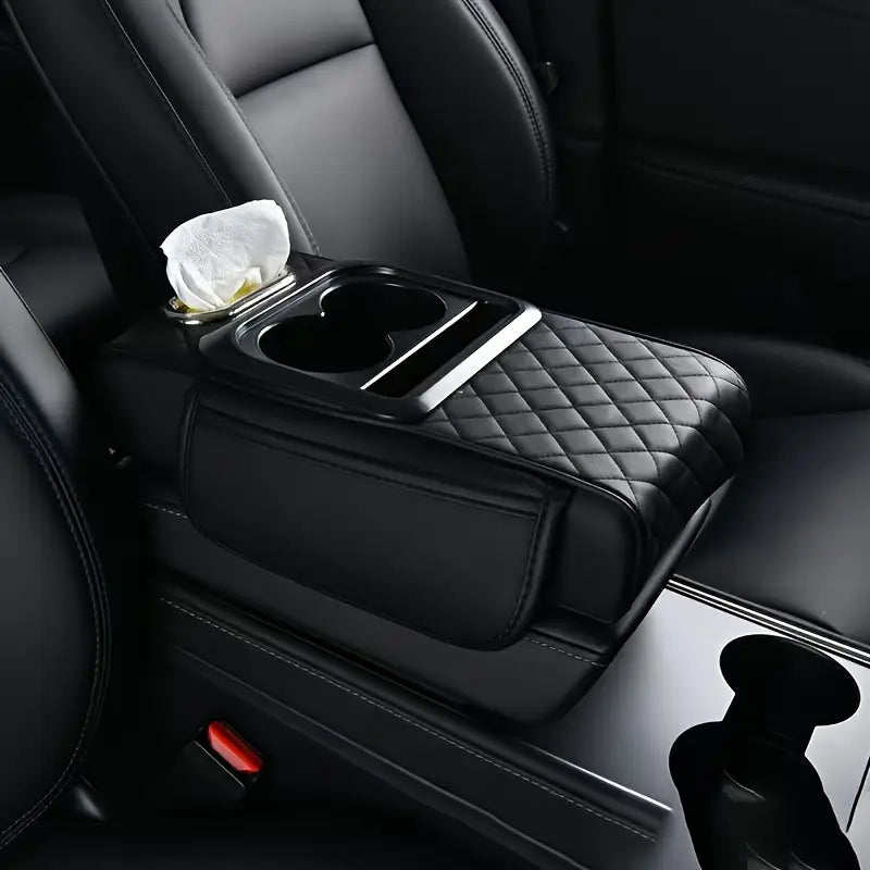Center Console Armrest Cushion Organizer with cup holders