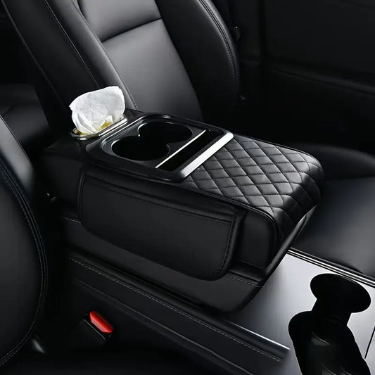 Center Console Armrest Cushion Organizer with cup holders